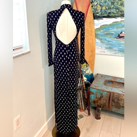 VTG Cach’e,Exquisite,Vintage Black & Silver,Open-Back Gown, Side Splits,6 - Picture 9 of 16